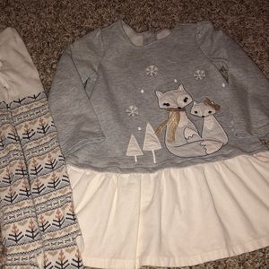 Toddler Winter Fox dress with matching stockings